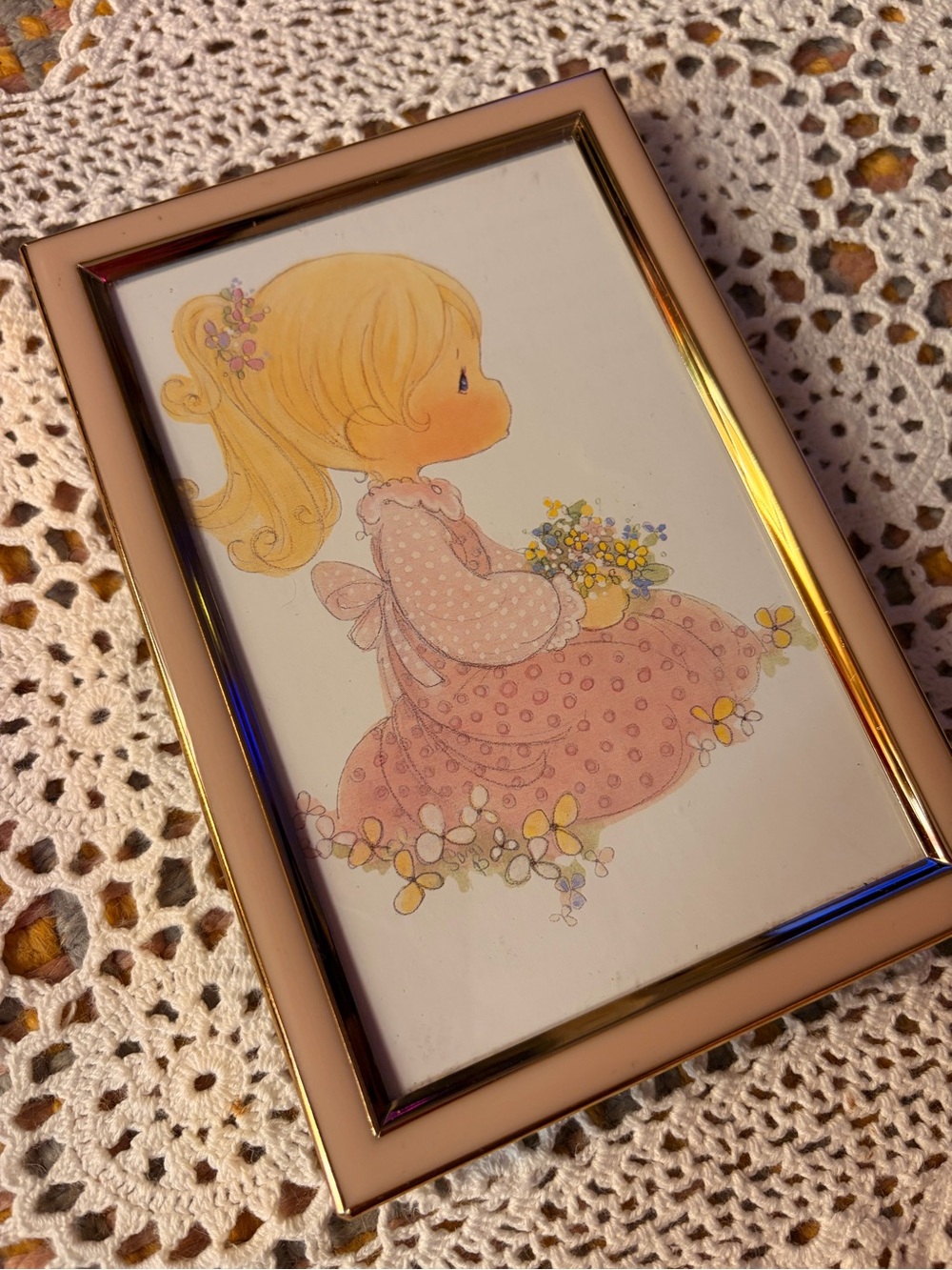 👧🌸✨ Vintage Precious Moments Book Print – Girl in Flowers ✨🌸👧